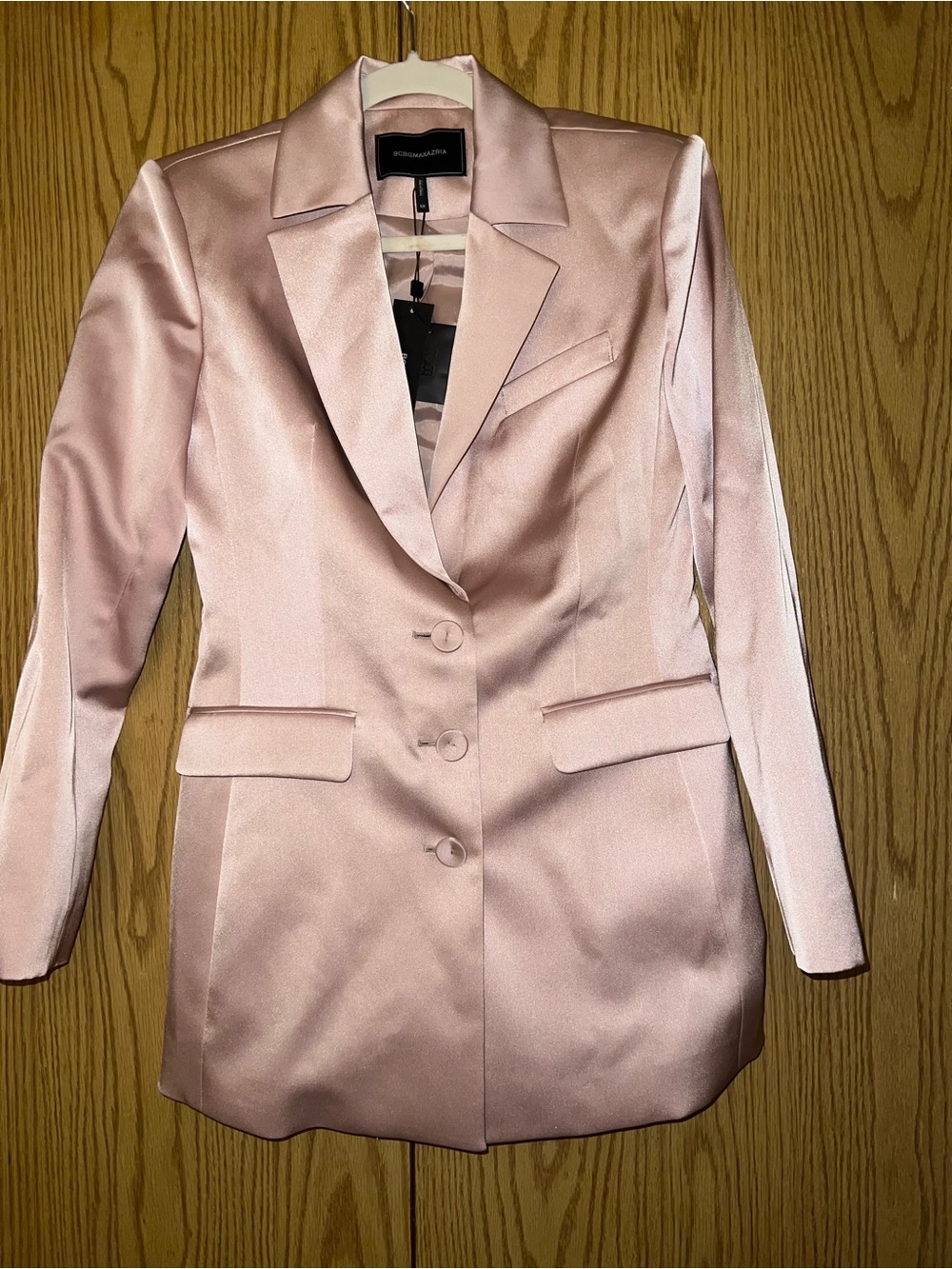 BCBG Satin Light Pink Tailored Blazer